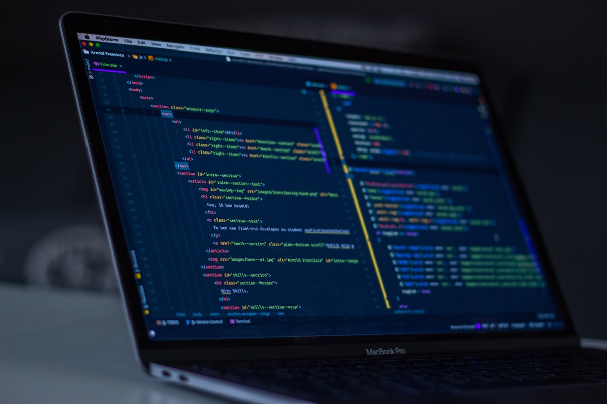 Source code on a dark editor screen
